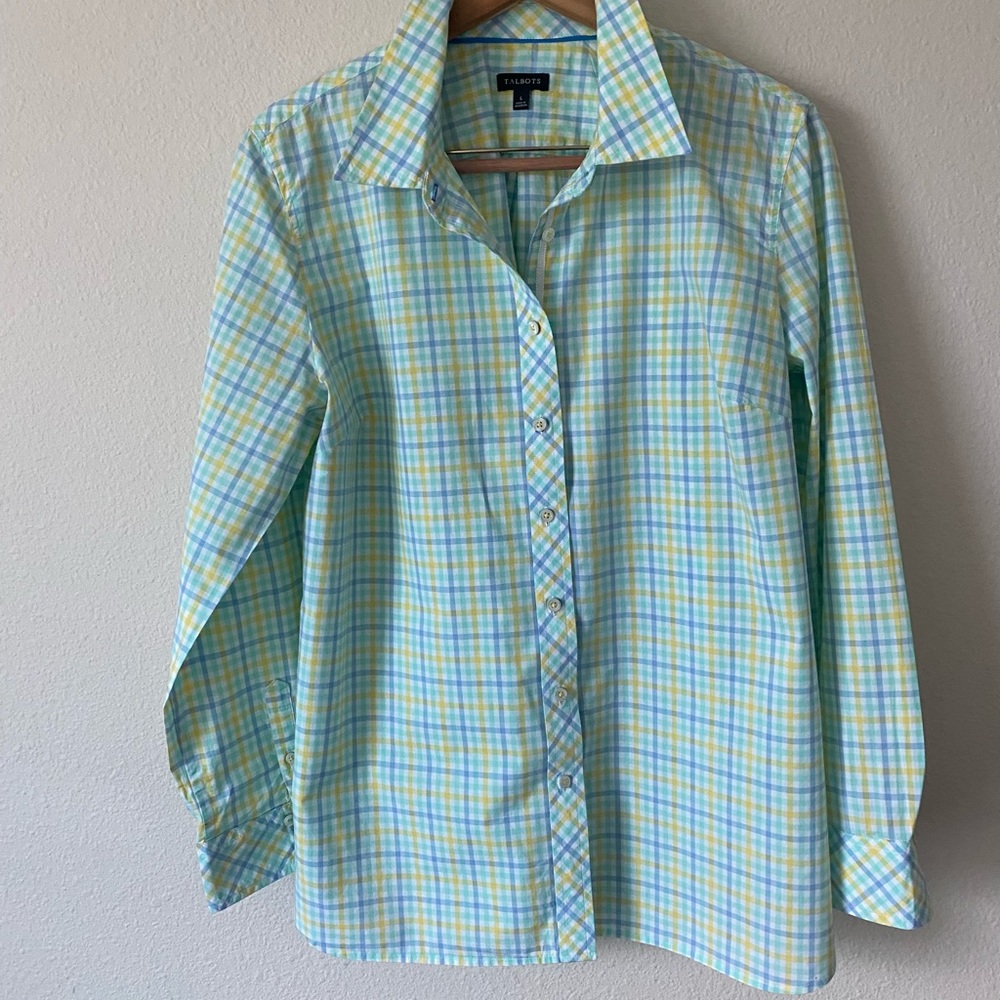 Talbots Women’s Plaid Long Sleeve Button Down Shirt Multicolor Size Large